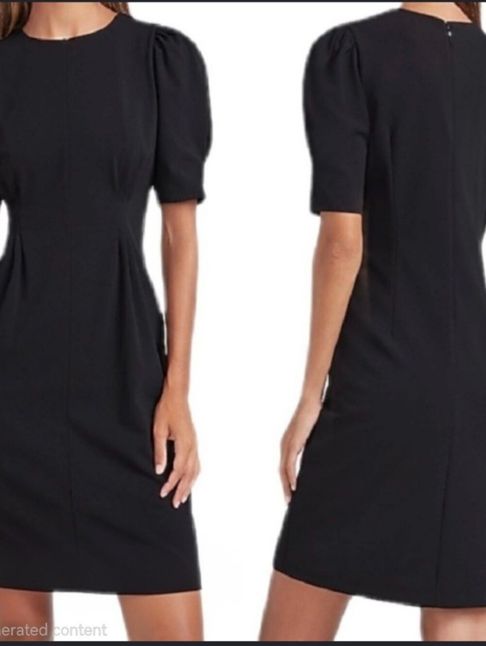 Express Womens Black Puff Sleeve Pleated Waist Sheath Dress Size M Mini